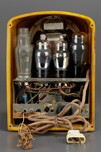 Brown Marbleized Yellow Emerson AU-190 Tombstone Catalin Radio